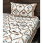 Brown and Blue Mughal Motifs Bedsheet