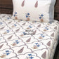 Blue and Grey Floral Mughal Jaal Cotton Super King Bedsheet