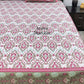 Pink and Green Ikat Cotton Super King Bedsheet