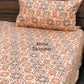 Beige and Red Floral Mughal Jaal Super King Cotton Bedsheet