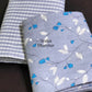 Grey and Blue Floral Cambric Cotton Single Dohar Pair