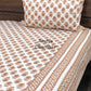 Brown Floral Motifs Cotton King Size Bedsheet