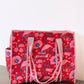 Red and Blue Floral Medium Tote Bag with Zip