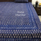 Indigo Butti Hand Block Printed Super King Bedsheet