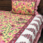 Yellow Floral Jaal Cotton Super King Bedsheet