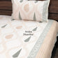 Golden Brown and Greenish Grey Mughal Jaal Percale Cotton Hand Block Super King Bedsheet