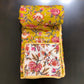 Mustard Green Floral Mulmul Double Bed Dohar