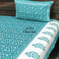 Turquoise Floral Jaal Bedsheet