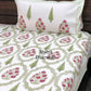 Green and Pink Mughal Jaal Hand Block Super King Bedsheet