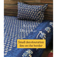Indigo Butti with Elephant Border Hand Block Printed Bedsheet 100x108 inches