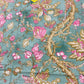 Turquoise and Pink Floral Jaal Cotton Super King Bedsheet