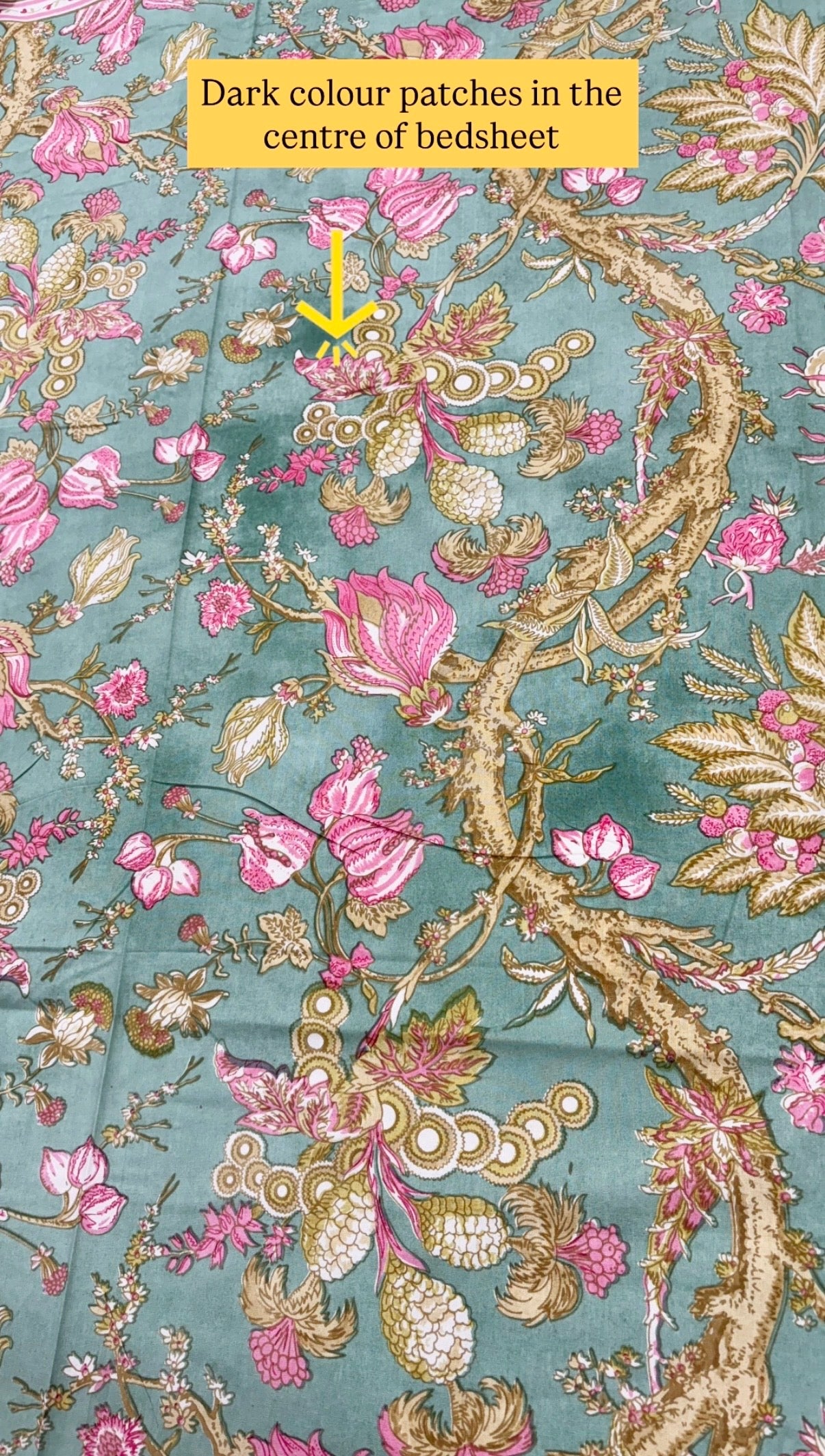 Turquoise and Pink Floral Jaal Cotton Super King Bedsheet