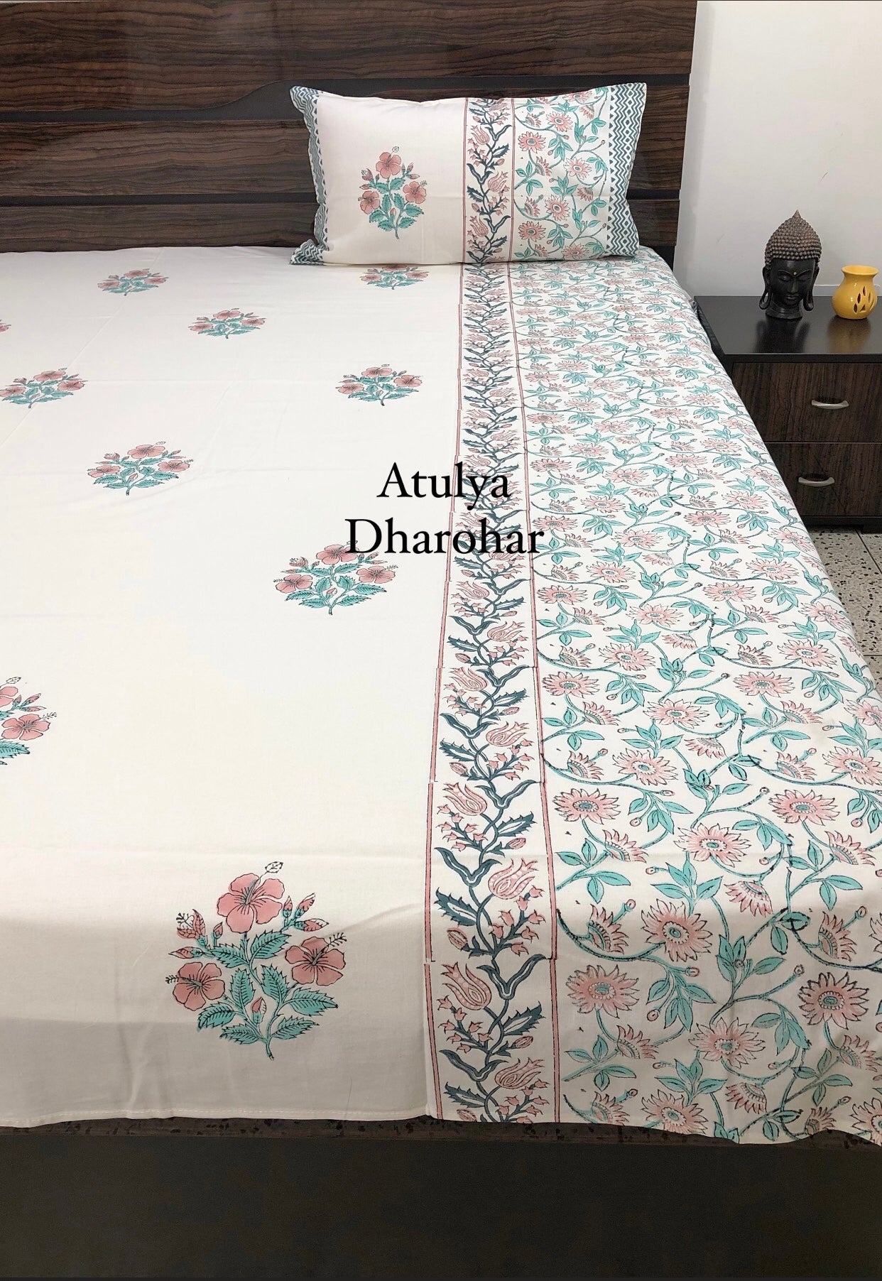 Designer Mughal Motifs with Floral Jaal Bedsheet