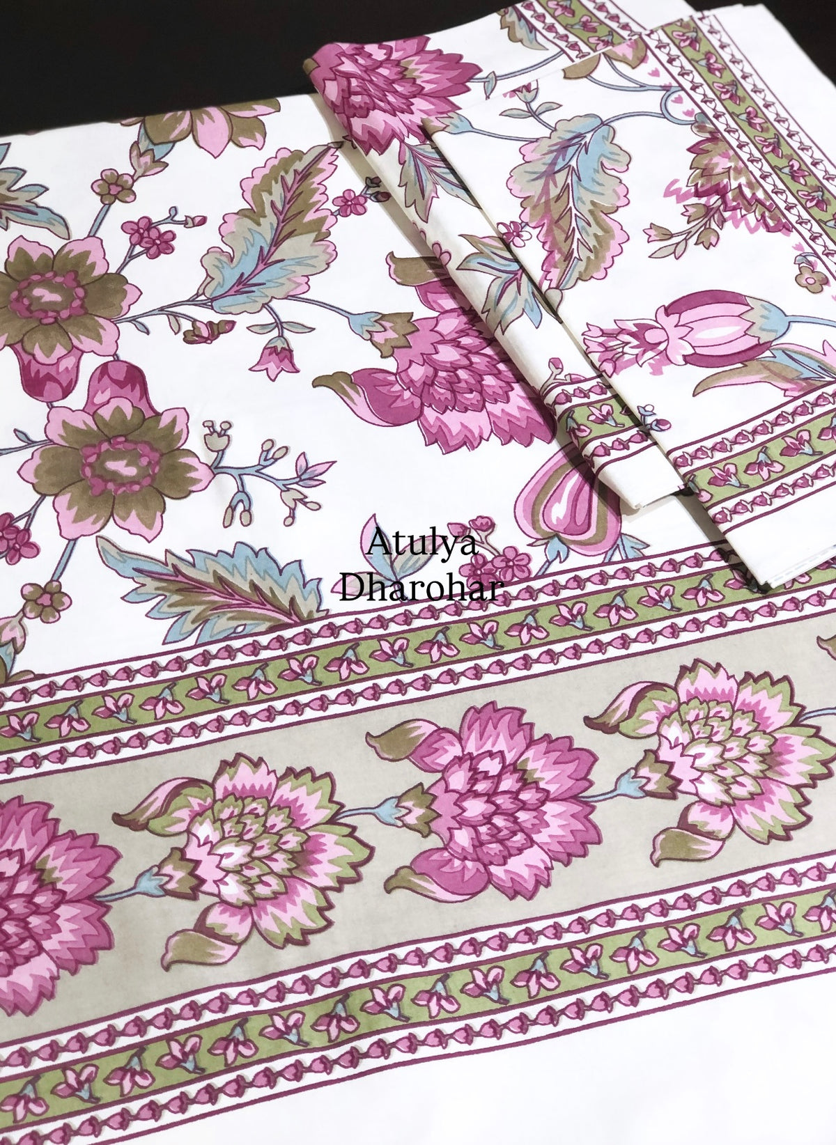 Purple Floral Jaal Cotton Super King Bedsheet
