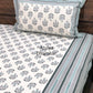 Grey Floral Motifs Cotton King Size Bedsheet