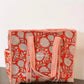 Orange Floral Medium Tote Bag with Zip