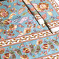 Turquoise and Mustard Floral Jaal Cotton Super King Bedsheet