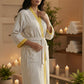 Yellow Strips Hand Block Printed Waffle Cotton Bathrobe