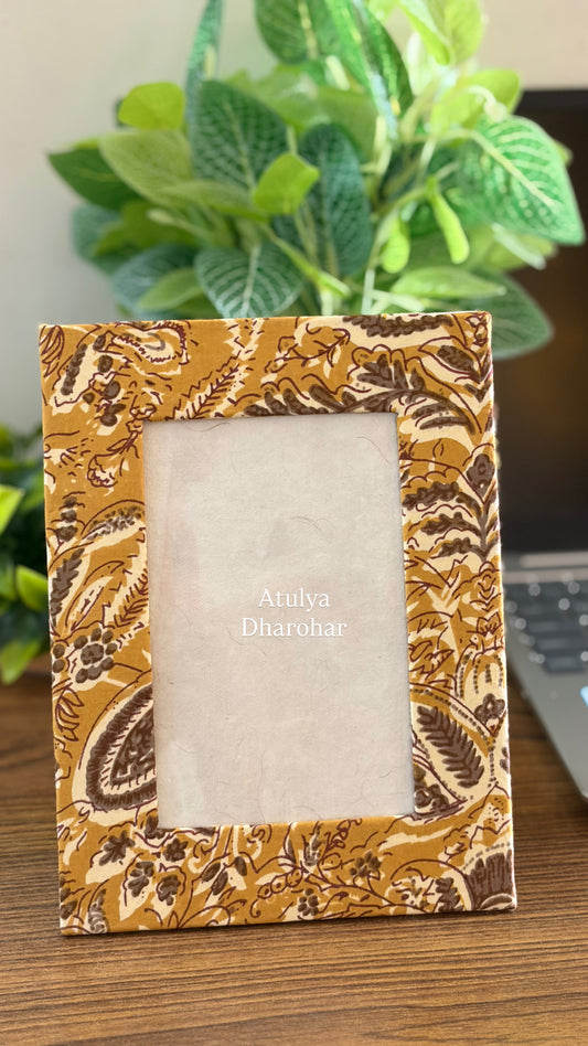 Mustard Floral Motifs Photo Frame