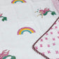 Mermaid and Rainbow Hand Block Printed Mulmul Baby Dohar