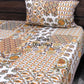 Yellow and Green Patchwork Look Cotton Super King Bedsheet