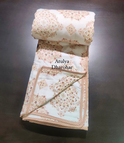 Orange Mandala Mulmul Double Bed Dohar with Super King Bedsheet Set