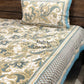 Turquoise Blue Paisley & Floral Jaal Cotton Super King Bedsheet