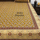 Mustard and Maroon Cotton Kalamkari Super King Bedsheet