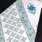 Green and Blue Floral Motifs Hand Block Printed Waffle Cotton Towel
