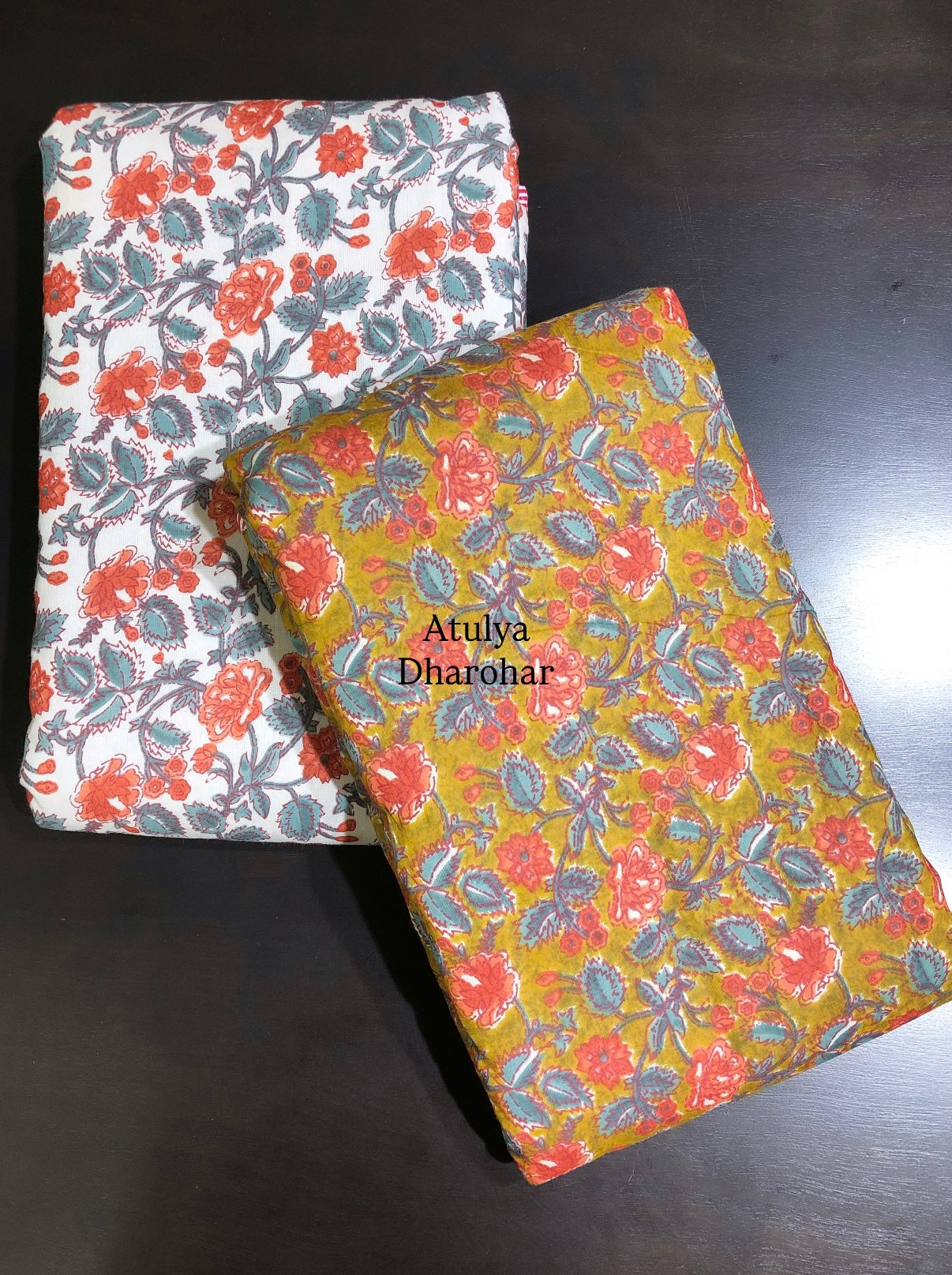 Mustard Floral Jaal Mulmul Single Dohar Pair