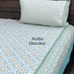 Turquoise and Green Mughal Jaal Cotton King Size Bedsheet