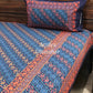 Blue and Orange Mandala Cotton King Size Bedsheet
