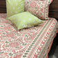 Pink and Green Mughal Jaal Cotton Super King Bedsheet