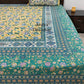 Yellow & Green Floral Jaal Cotton Super King Bedsheet