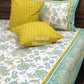 Turquoise and Green Floral Jaal Cotton King Size Bedsheet