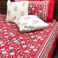 Red Floral Jaal Cotton Super King Size Bedsheet