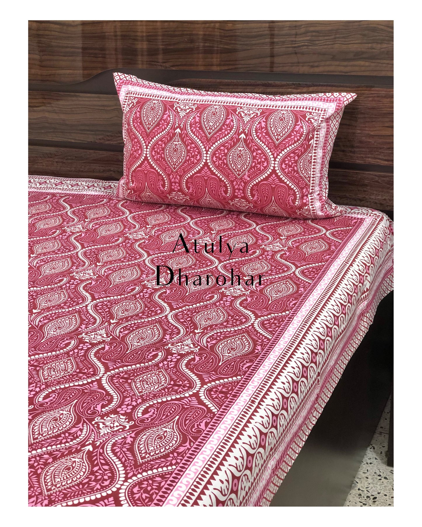 Pink Mughal Jaal Bedsheet