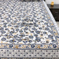 Blue and Brown Floral Jaal Cotton King Size Bedsheet
