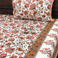 Orange Floral Jaal Cotton Super King Bedsheet