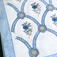 Blue Floral Mughal Jaal Percale Cotton Hand Block Printed Super King Bedsheet