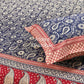 Indigo and Red Cotton Kalamkari King Size Bedsheet