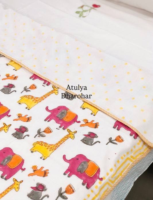 Jungle Theme Hand Block Printed Baby Dohar