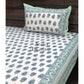 Blue Floral Motifs Cotton King Size Bedsheet