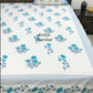 Blue Floral Motifs Cotton Super King Bedsheet