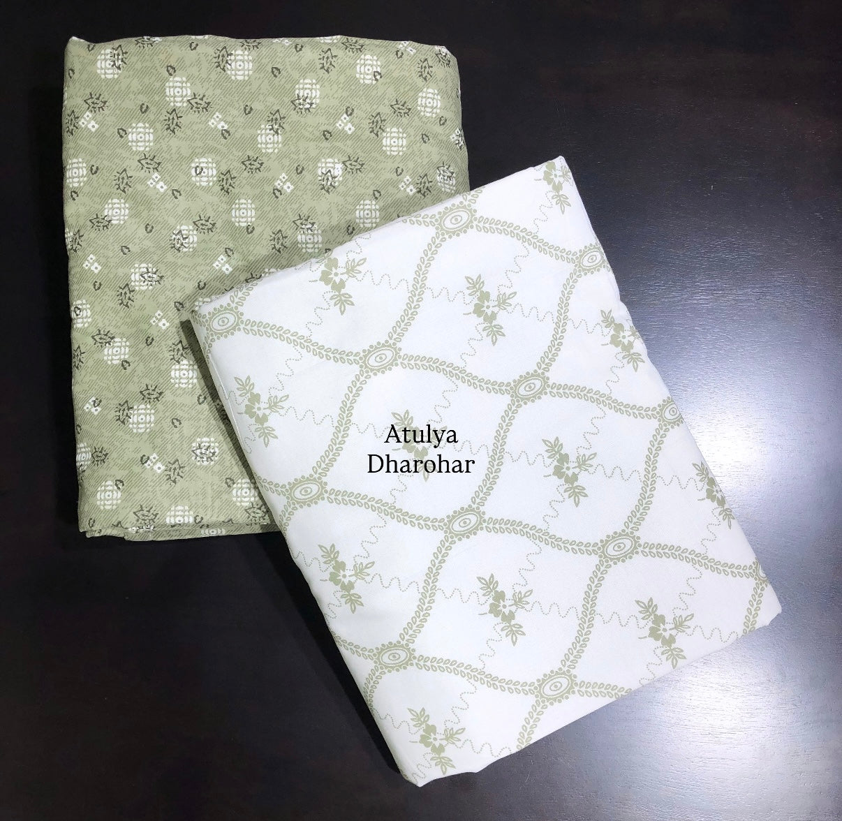 Green Mughal Jaal Cambric Cotton Single Dohar Pair