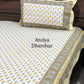 Yellow Floral Motifs Cotton King Size Bedsheet