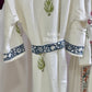 Blue and Orange Floral Motifs Waffle Cotton Bathrobe
