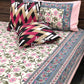 Pink Floral Jaal Cotton King Size Bedsheet