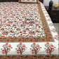 Orange Floral Jaal Cotton Super King Bedsheet