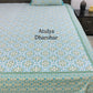 Turquoise and Green Mughal Jaal Cotton King Size Bedsheet